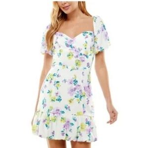 CITY STUDIO Emma Ruffle MINI PARTY Summer Floral Dress NWT  E25022